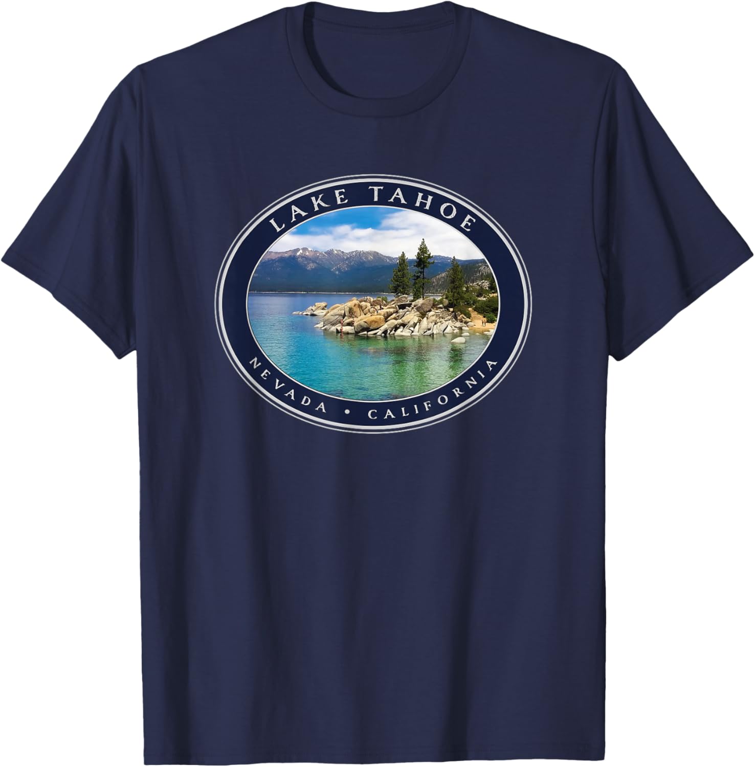 Lake Tahoe California Nevada Mountains Lake Trees Souvenir T-Shirt - T-Shirt | Navy