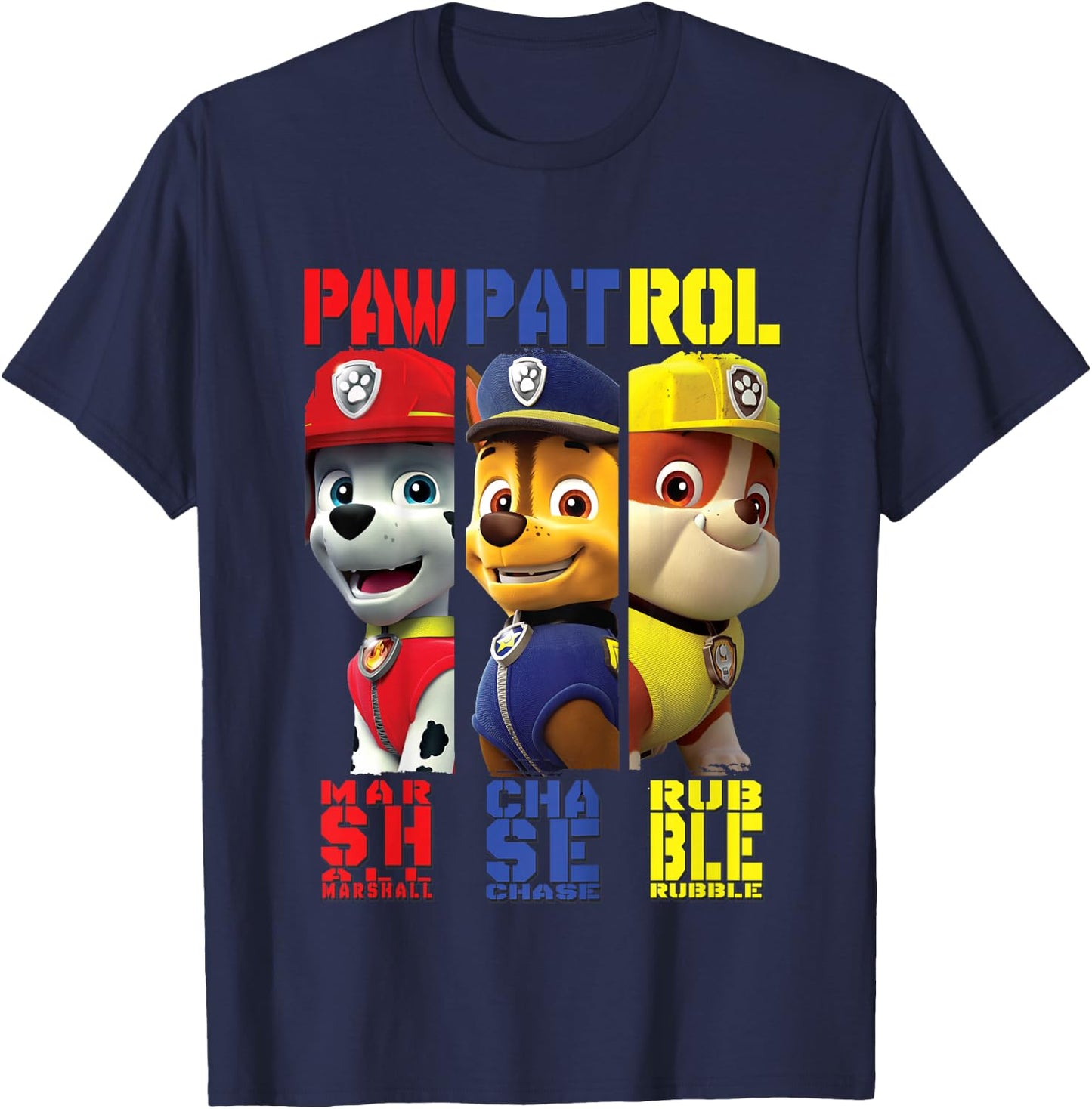Kids PAW Patrol Marshall, Chase, & Rubble Character T-Shirt - T-Shirt | Navy