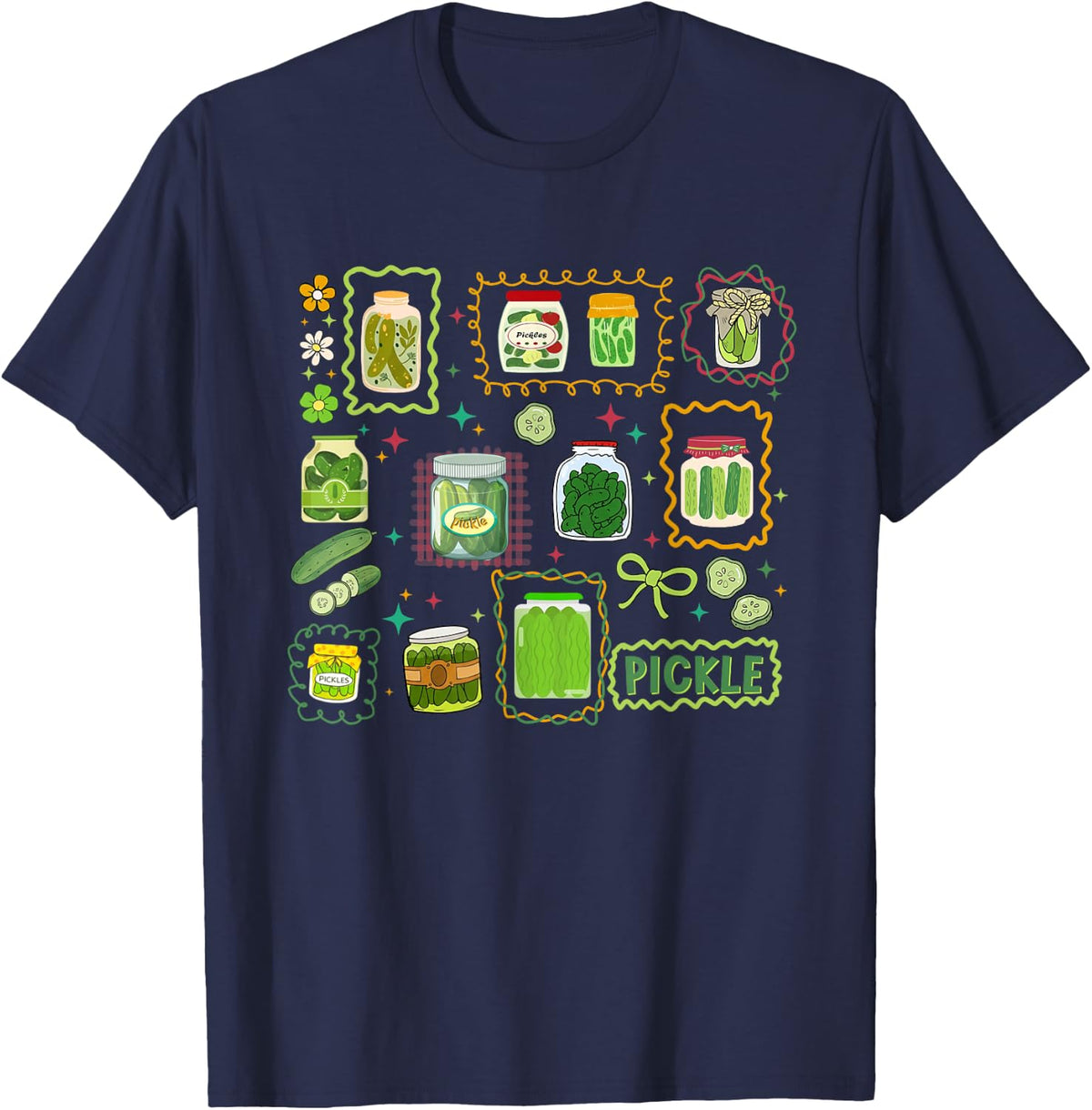 Preppy Canned-Pickles Jar Canning Season Bow Women Girls T-Shirt - T-Shirt | Navy