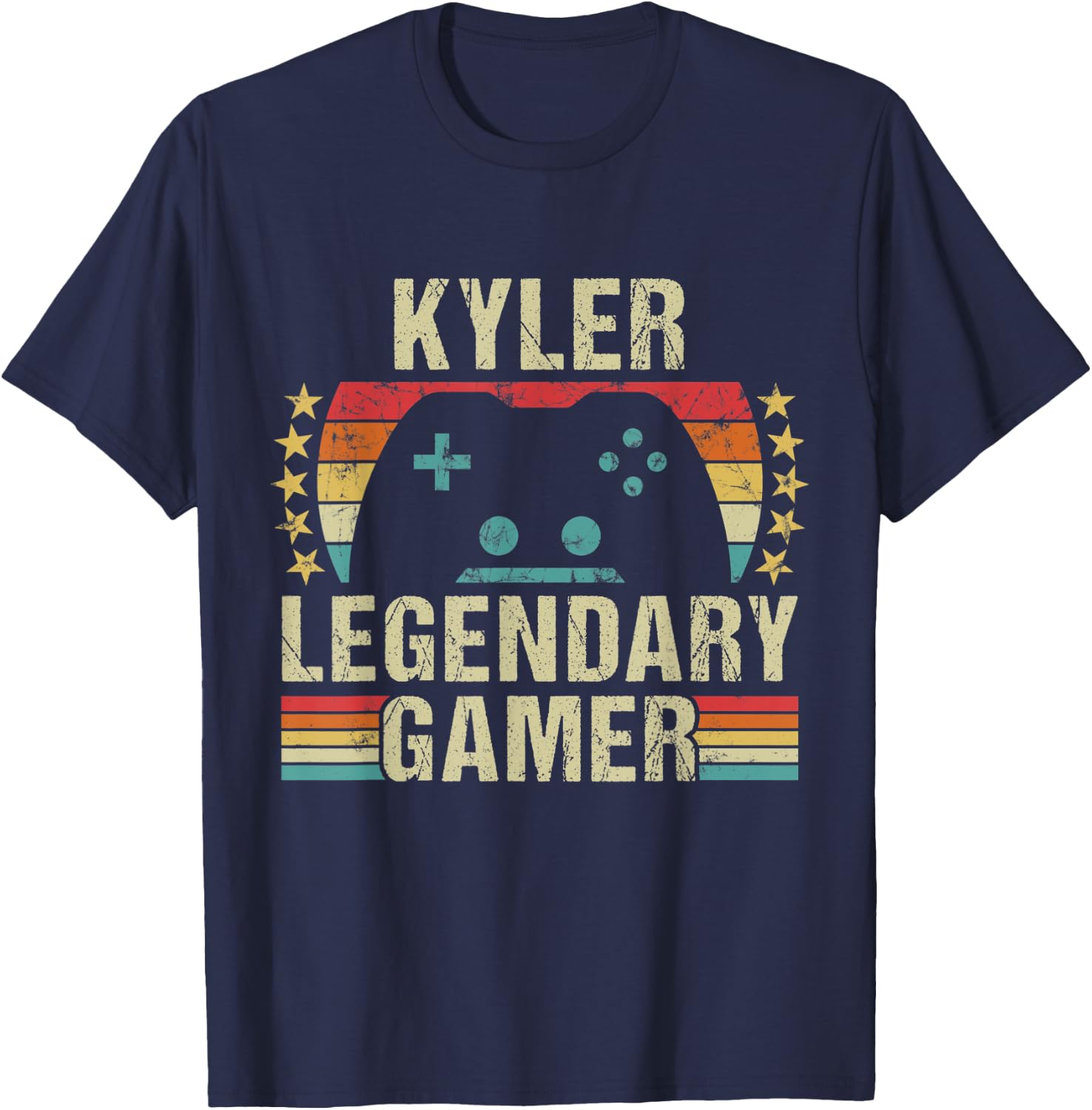 Kyler Gamer Retro Gaming Vintage Game Personalized 70s T-Shirt - T-Shirt | Navy