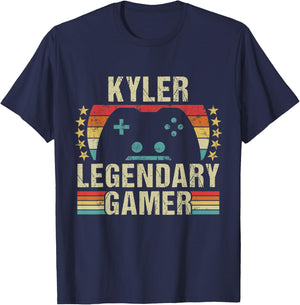 Kyler Gamer Retro Gaming Vintage Game Personalized 70s T-Shirt - T-Shirt | Navy