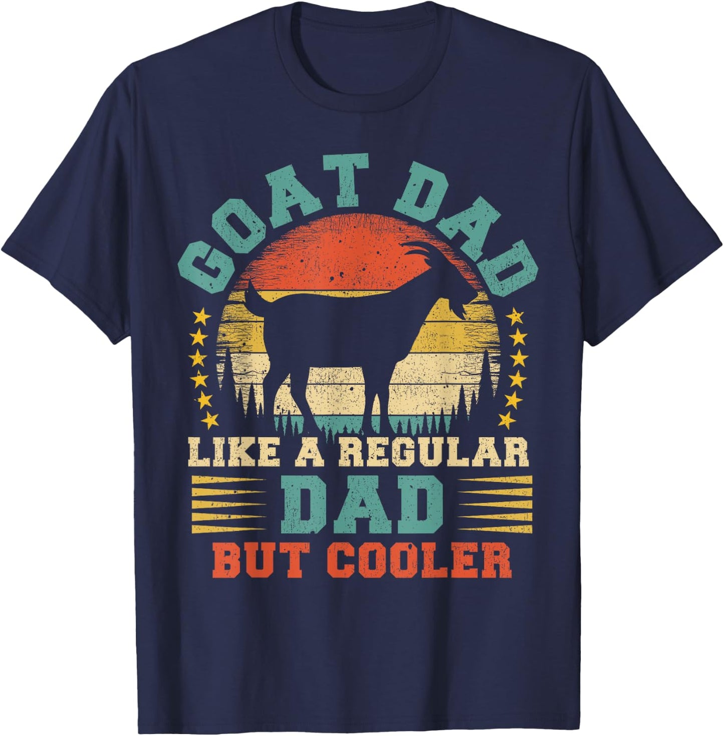 Vintage Goat Dad Like A Regular Dad Goat Father's Day T-Shirt - T-Shirt | Navy
