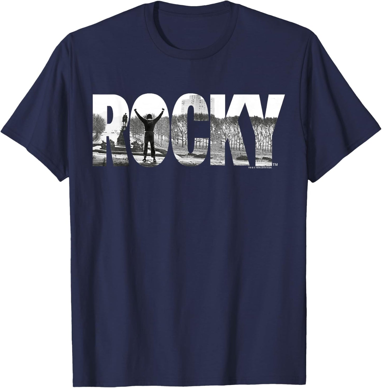 Rocky Black Classic Fit , Cotton , Adult T-Shirt - T-Shirt | Navy