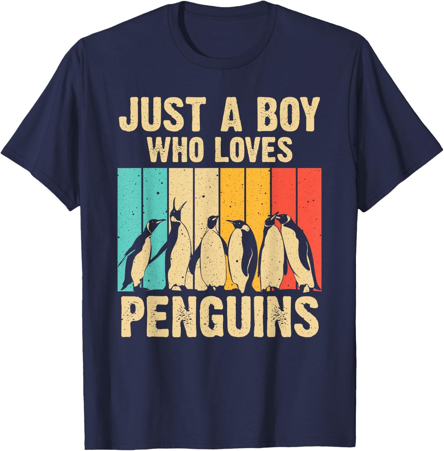 Cute Penguin Art Boys Kids Men Bird Zoologist Penguin Lovers T-Shirt - T-Shirt | Navy