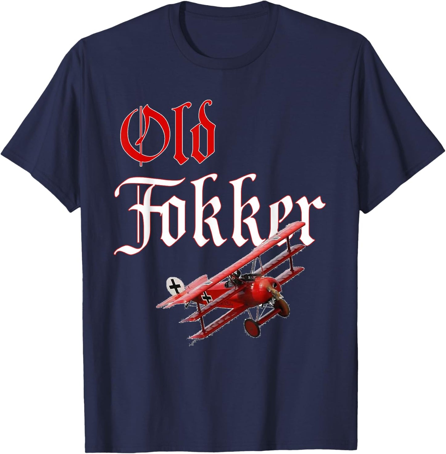 Old Fokker Triplane WW1 Fighter Plane Gift T-Shirt - T-Shirt | Navy