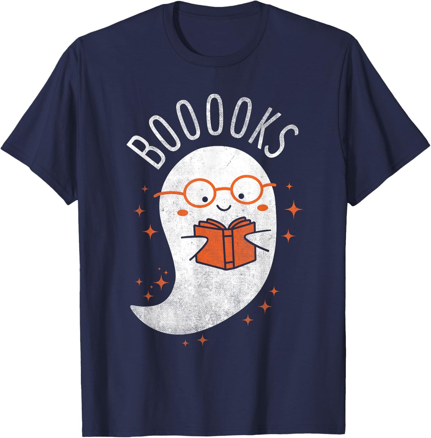 Booooks Ghost Funny Halloween Teacher Book Library Reading T-Shirt - T-Shirt | Navy