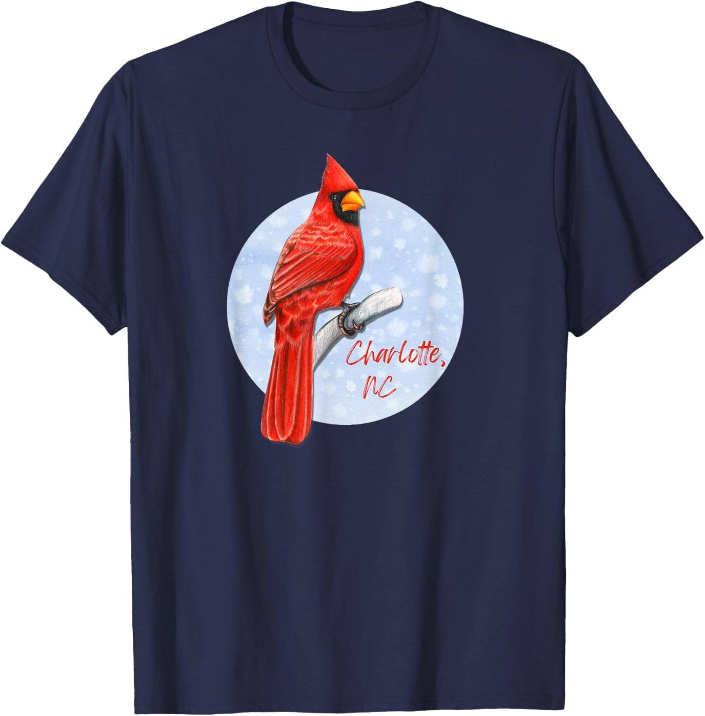 Charlotte Pride Red Cardinal Birder, Birdwatching T-Shirt - T-Shirt | Navy
