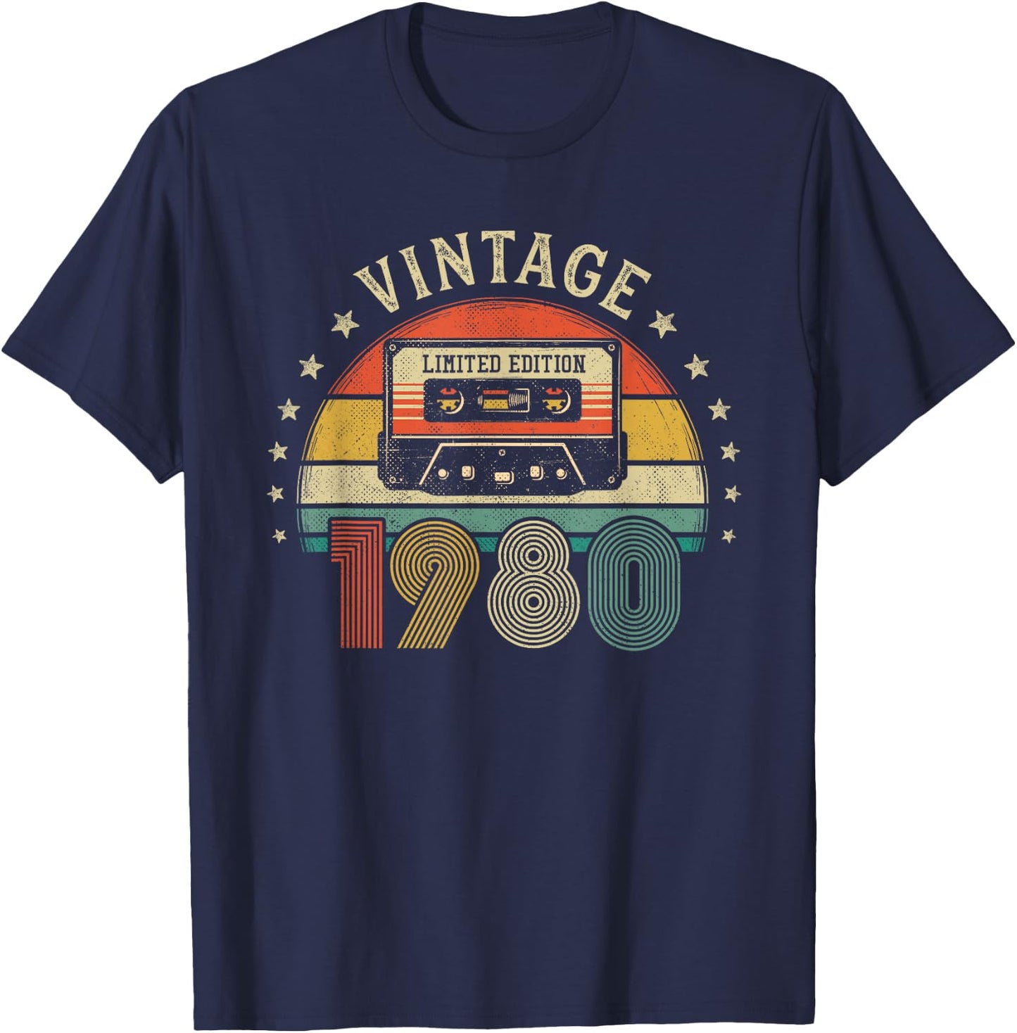 Vintage 1980 Retro Cassette Tape - 46th Birthday T-Shirt - T-Shirt | Navy