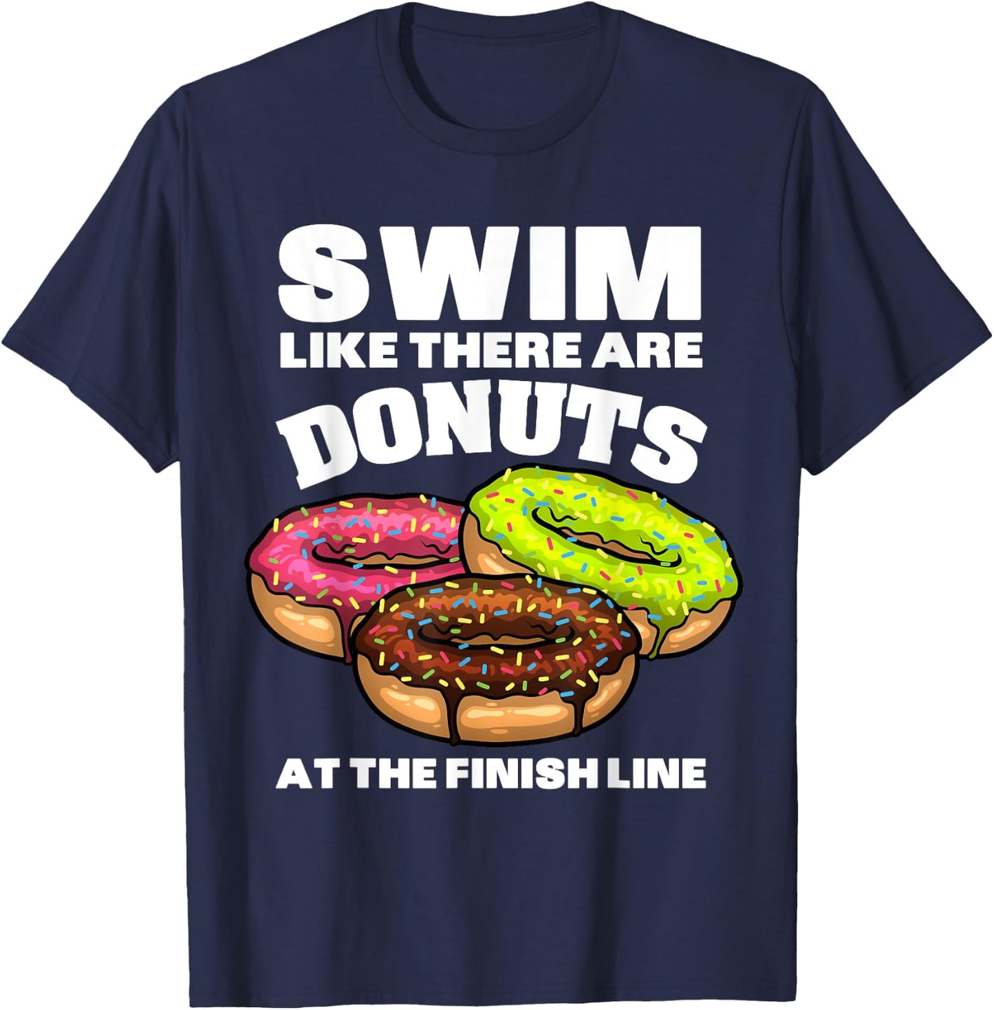 Funny Swimming Donut Design Men Women Swimmer Sports Athlete T-Shirt - T-Shirt | Navy
