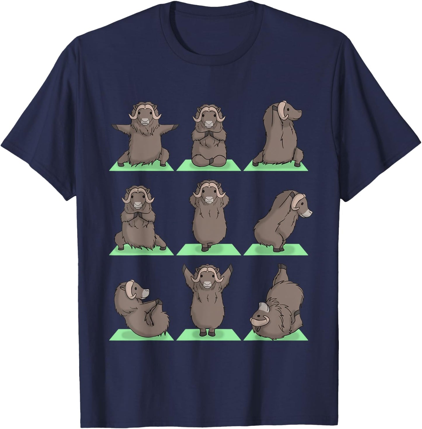 Musk Ox Yoga Pose Zen Cute Workout Exercise Yogi Funny T-Shirt - T-Shirt | Navy