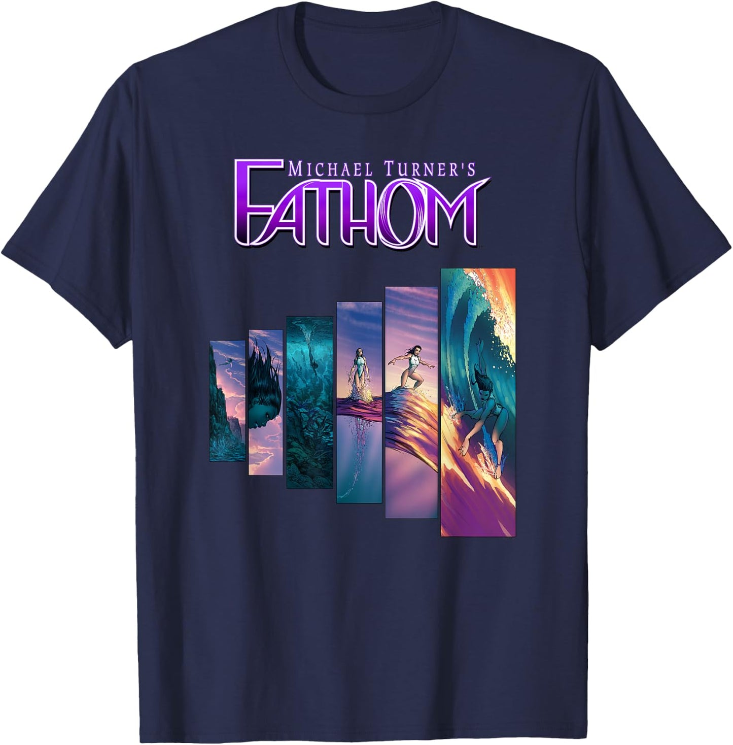 Michael Turner's "Fathom" Aspen Matthews Surf Panels T-Shirt - T-Shirt | Navy
