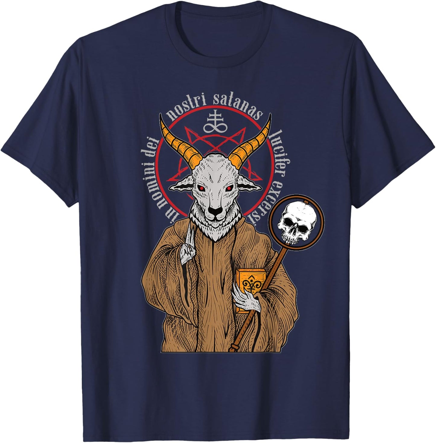 Baphomet Satan Antichrist Goat Luzifer 666 Occult Devil T-Shirt - T-Shirt | Navy