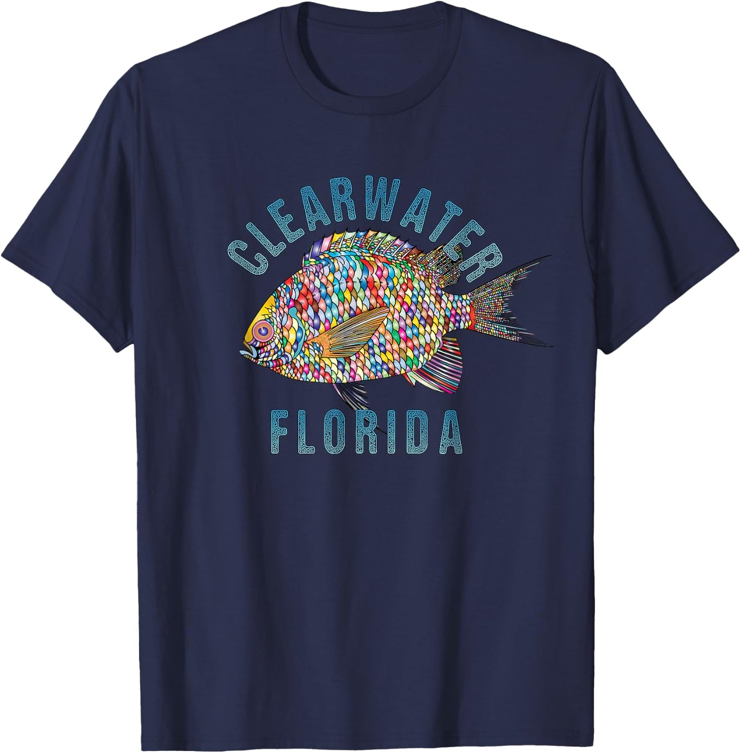 Clearwater, Florida Beach Design / Souvenir Illustration Men Women Girls Kids T-Shirt - T-Shirt | Navy