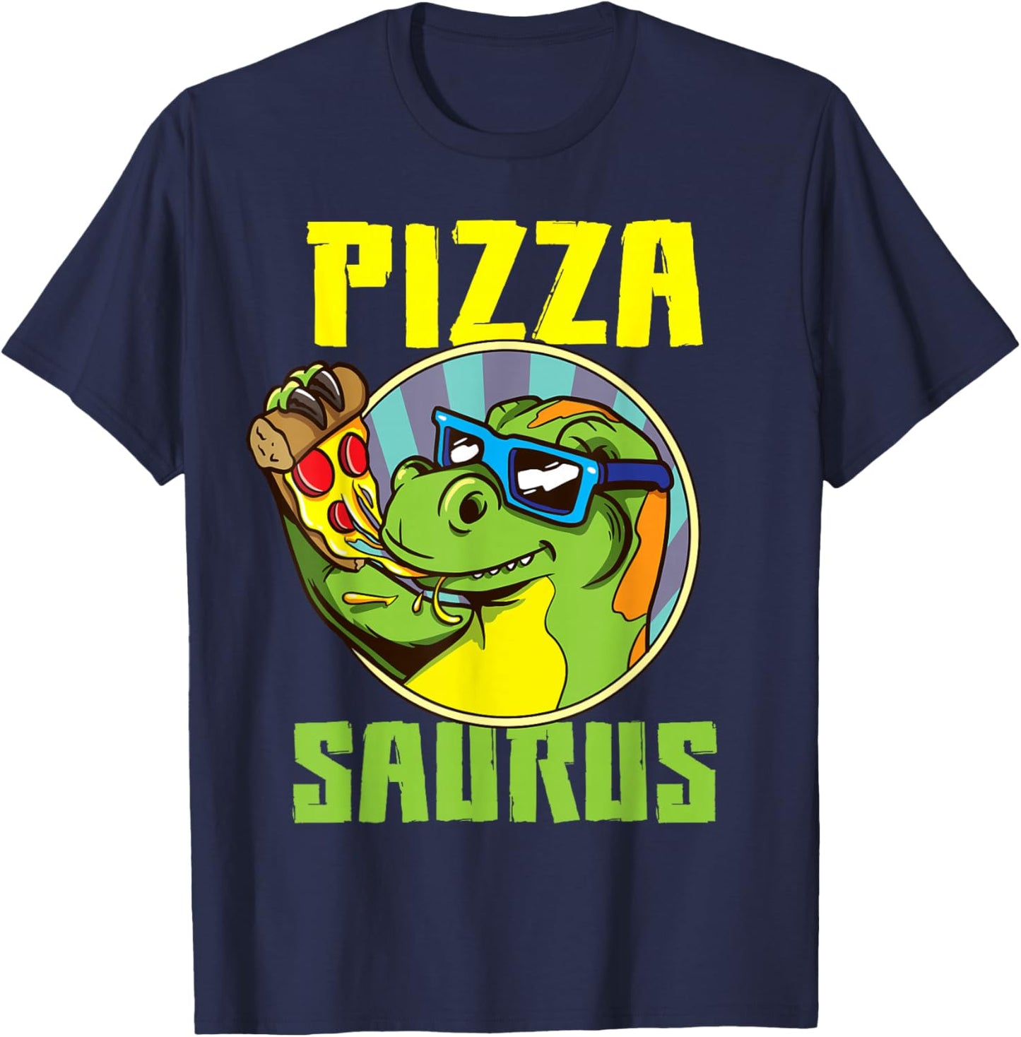 Pizza Saurus T-Rex Dinosaur Eating Pizza Pizzasaurus T-Shirt - T-Shirt | Navy