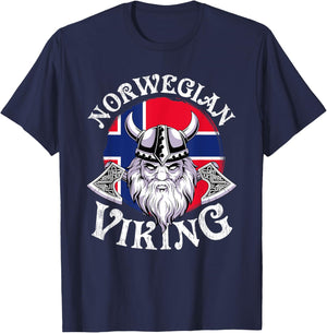 Cool Norwegian Viking Funny Norway Flag Vikings Lover Gift T-Shirt - T-Shirt | Navy