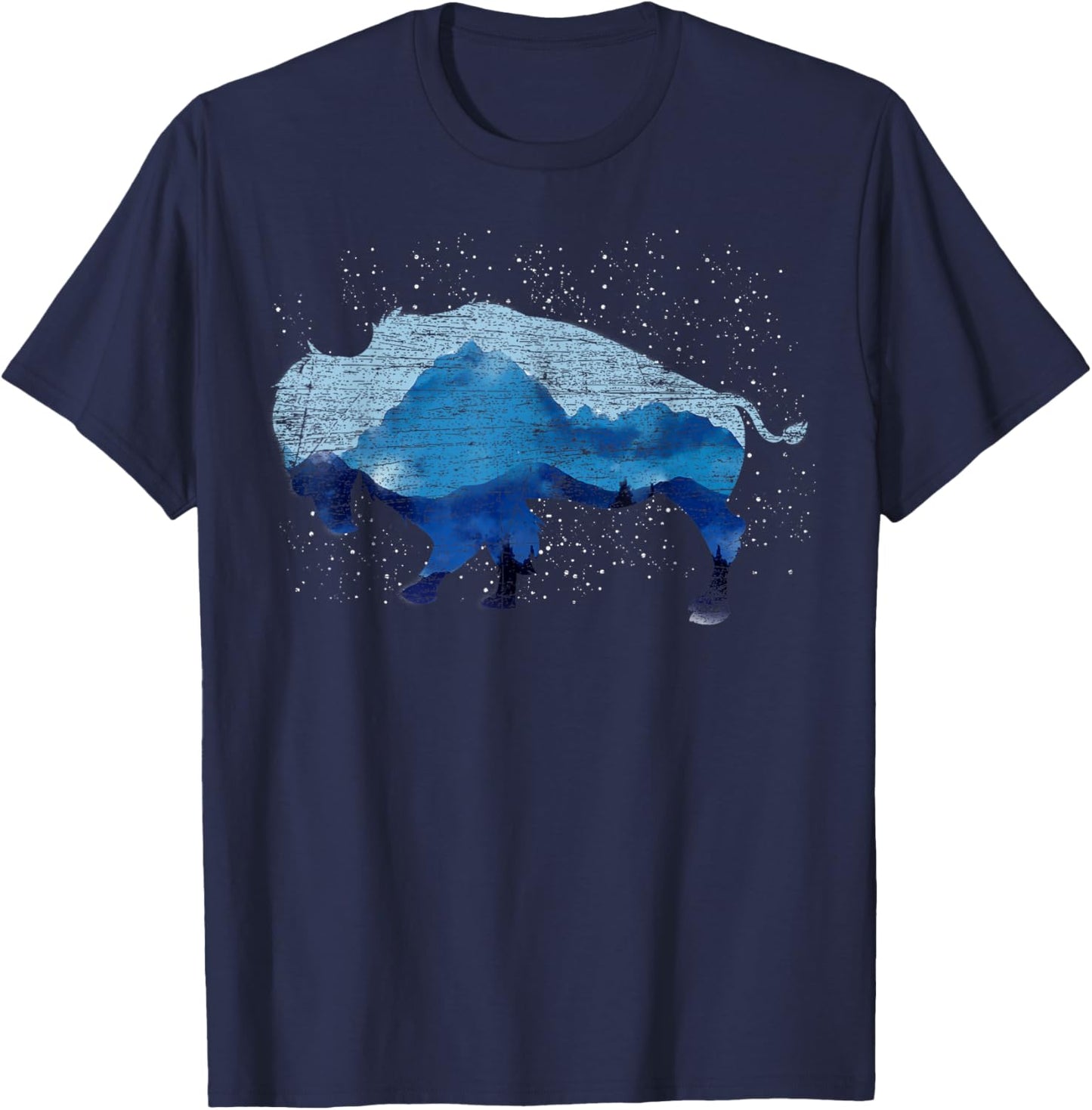 American Bison Nature Mountains Countryside Buffalo T-Shirt - T-Shirt | Navy
