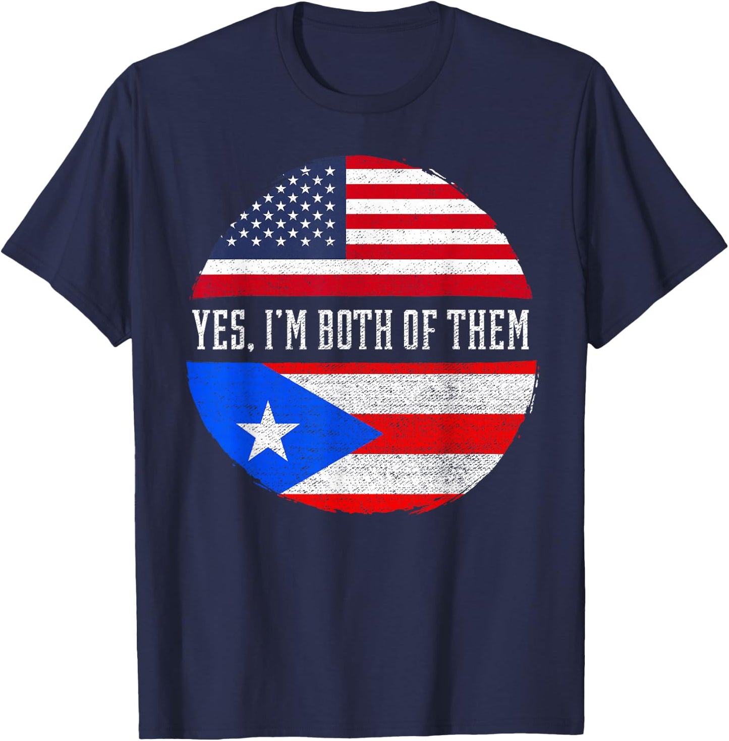 Half American Half Puerto Rican USA Flag Puerto Rico DNA T-Shirt - T-Shirt | Navy