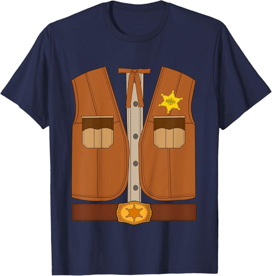 Kids Cowboy Western Sheriff Texas Kids Halloween Costume T-Shirt - T-Shirt | Navy