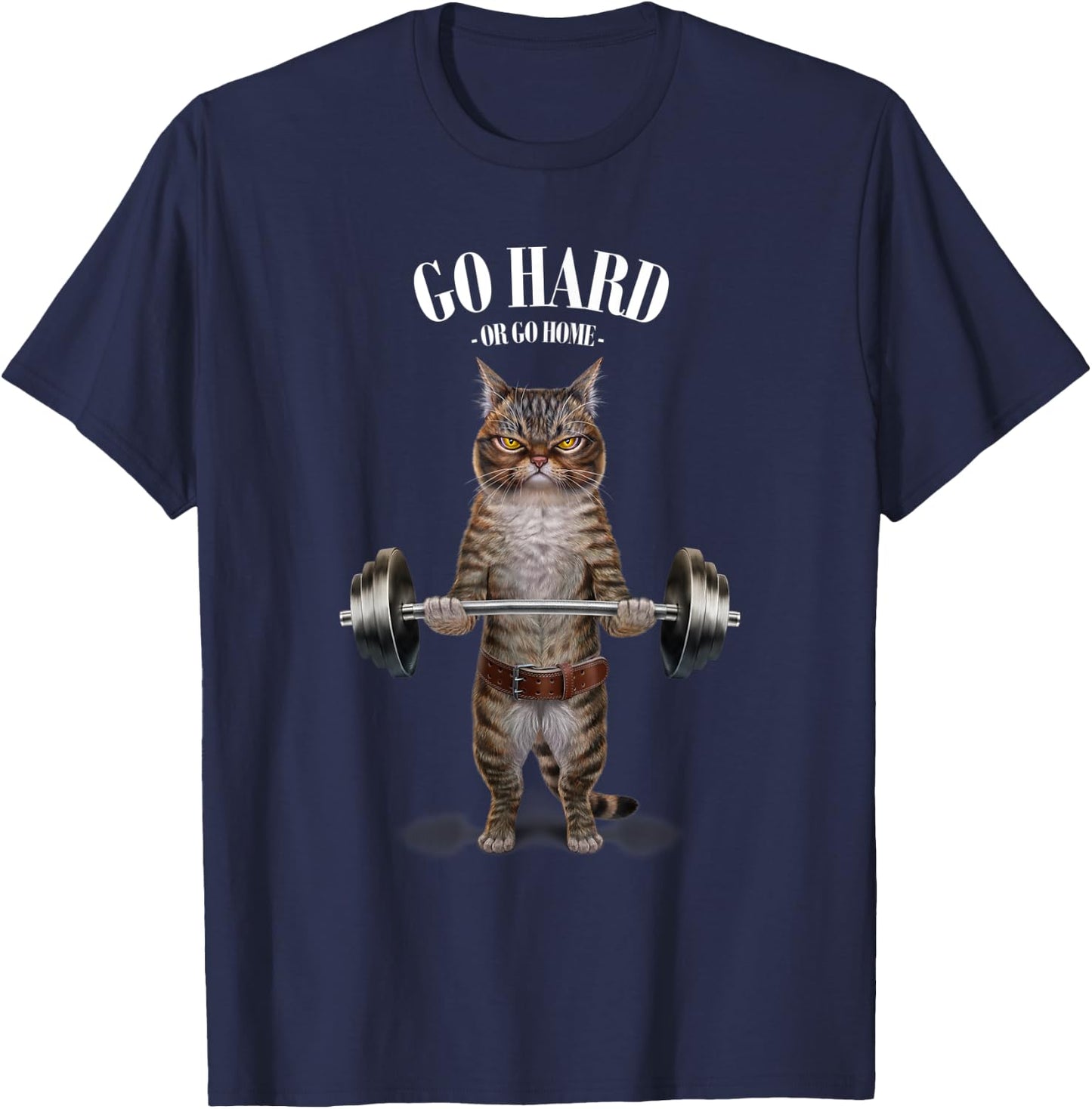 Tabby Cat Weightlifting in Fitness Gym T-Shirt - T-Shirt | Navy