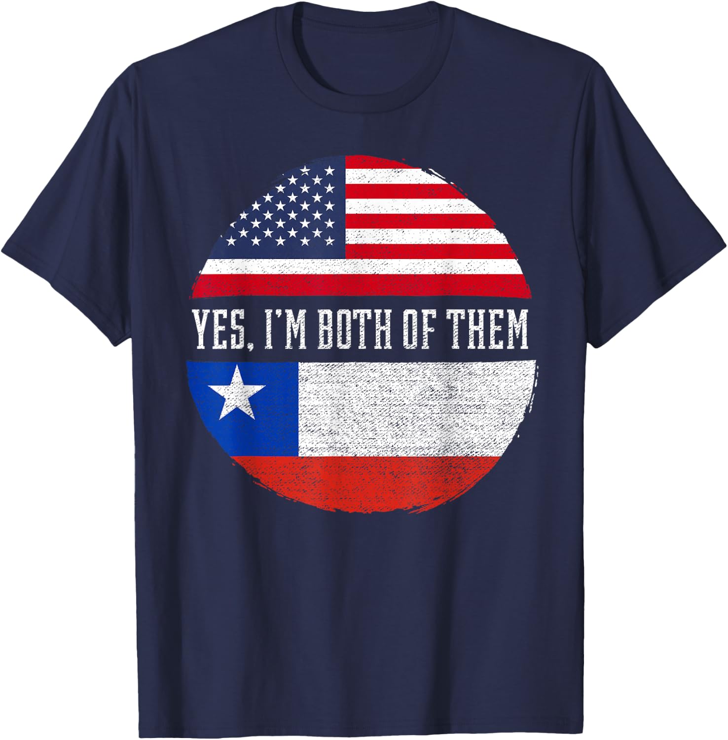 Half American Half Chilean USA Flag Chile Heritage DNA T-Shirt - T-Shirt | Navy