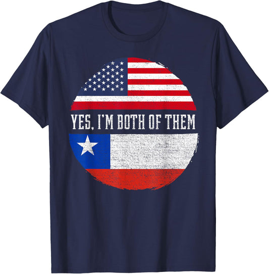 Half American Half Chilean USA Flag Chile Heritage DNA T-Shirt - T-Shirt | Navy