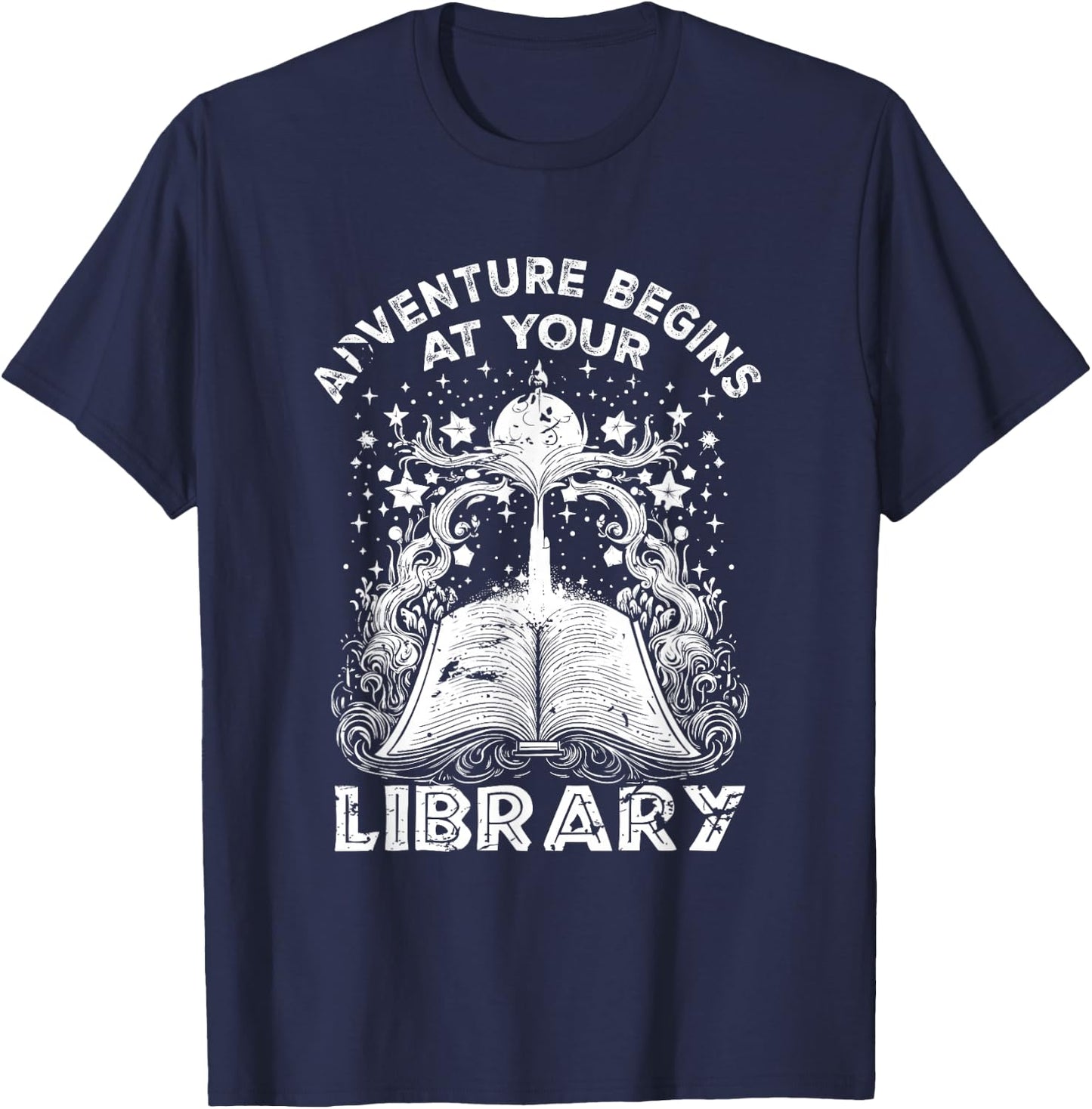 Adventure Begins At Your Library Summer Reading Program T-Shirt - T-Shirt | Navy