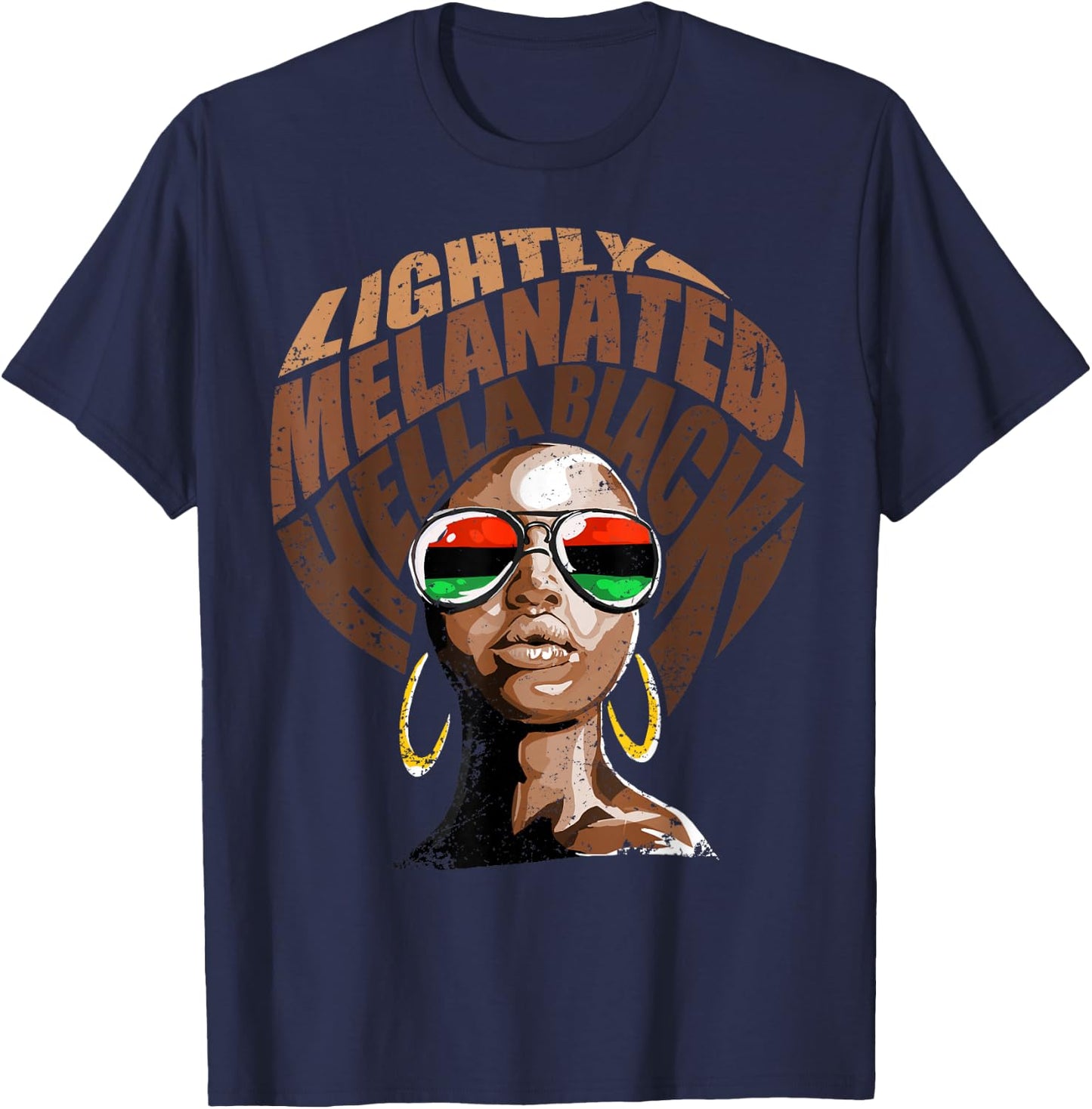 Lightly Melanated Hella Black T-Shirt - T-Shirt | Navy