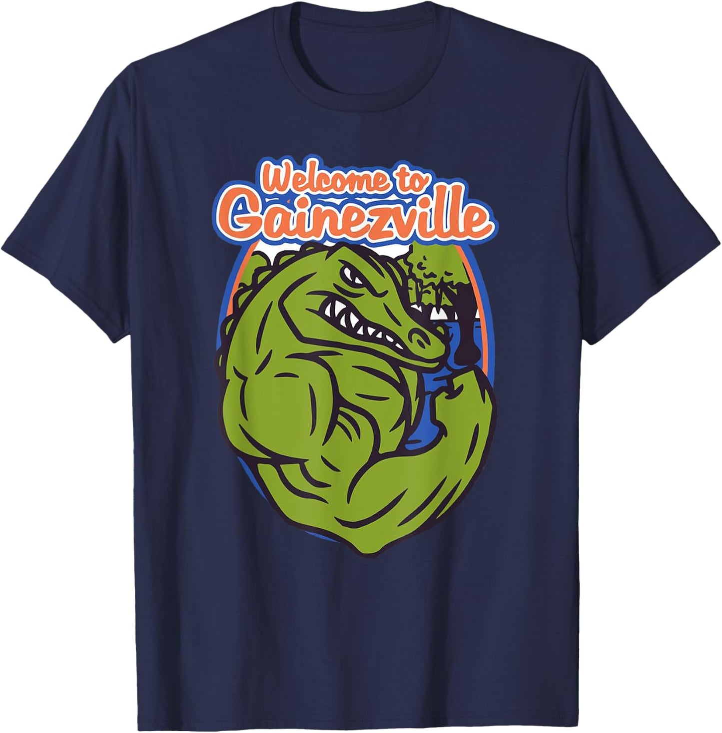Gainezville Florida Gator flexing muscle T-Shirt - T-Shirt | Navy