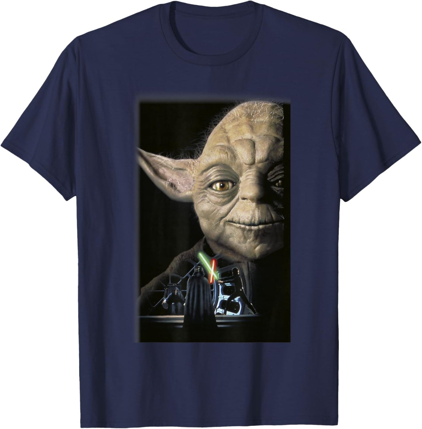 Star Wars Yoda Big Face Lightsaber Battle T-Shirt - T-Shirt | Navy