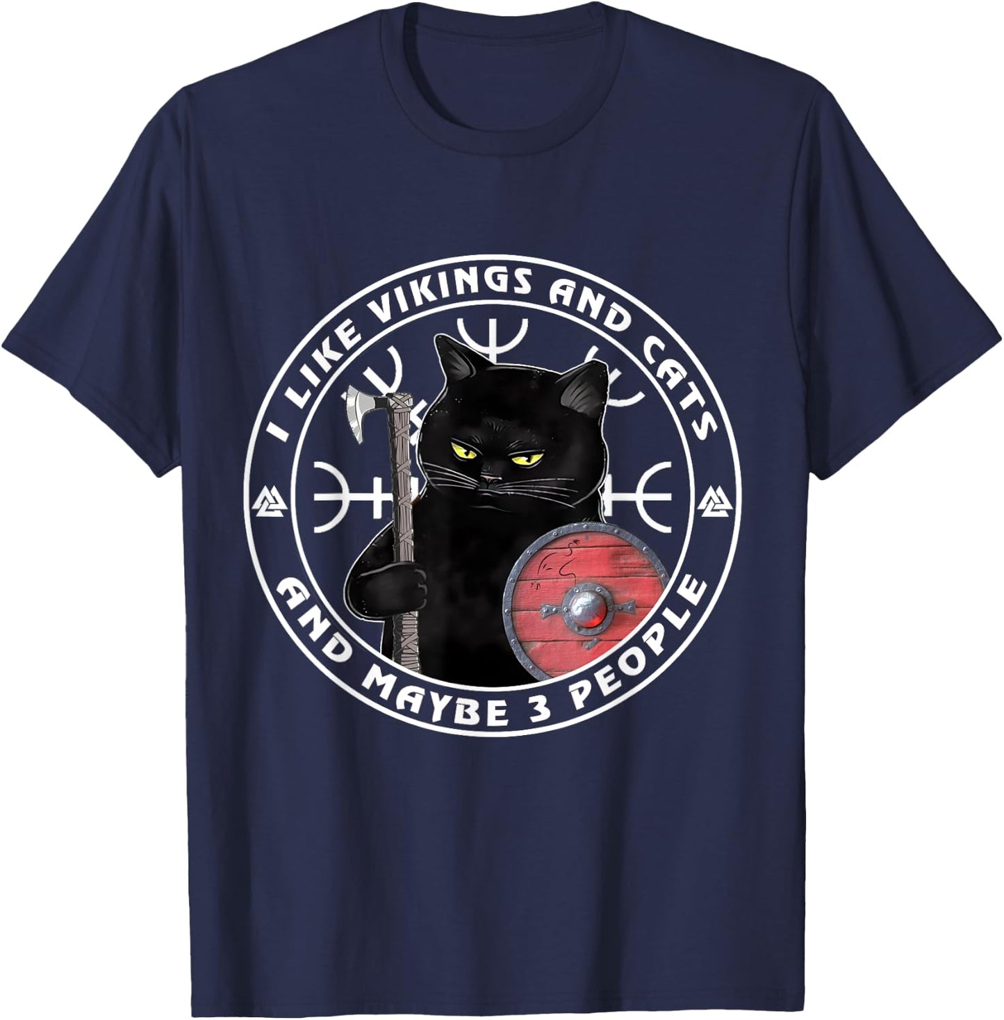 I Like Vikings And Cats And Maybe 3 People, Vikings Kitten T-Shirt - T-Shirt | Navy