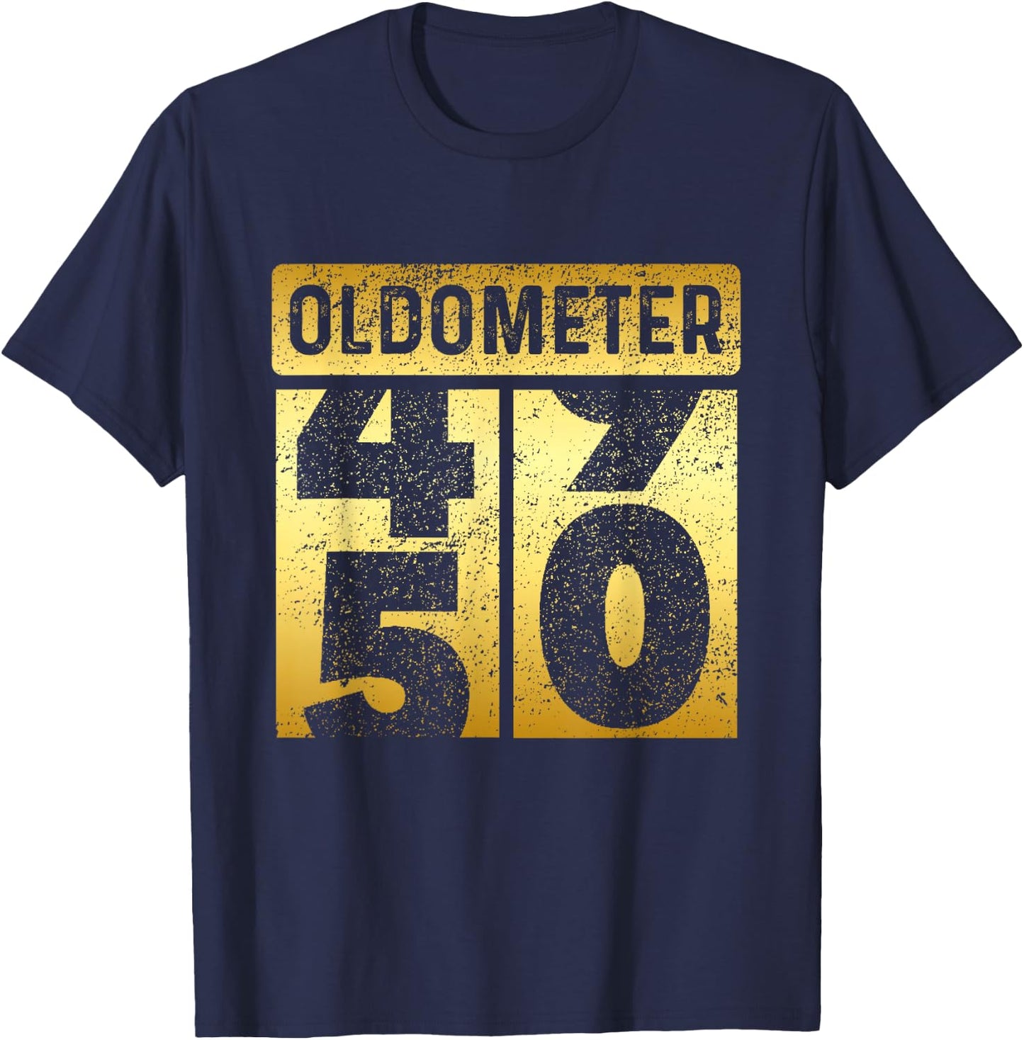 Funny Auto Mechanic Birthday 50th Turning 50 Golden Odometer T-Shirt - T-Shirt | Navy