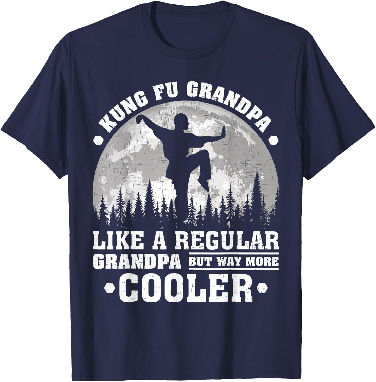 Kung Fu Grandpa Funny Moon Vintage Kung Fu Father's Day T-Shirt - T-Shirt | Navy