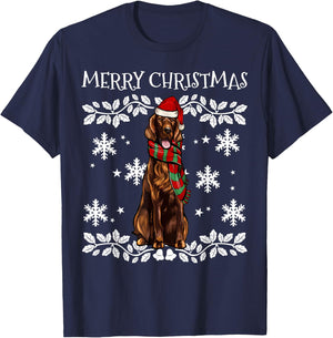 Merry Christmas Setter Irish Ugly Christmas T-Shirt - T-Shirt | Navy