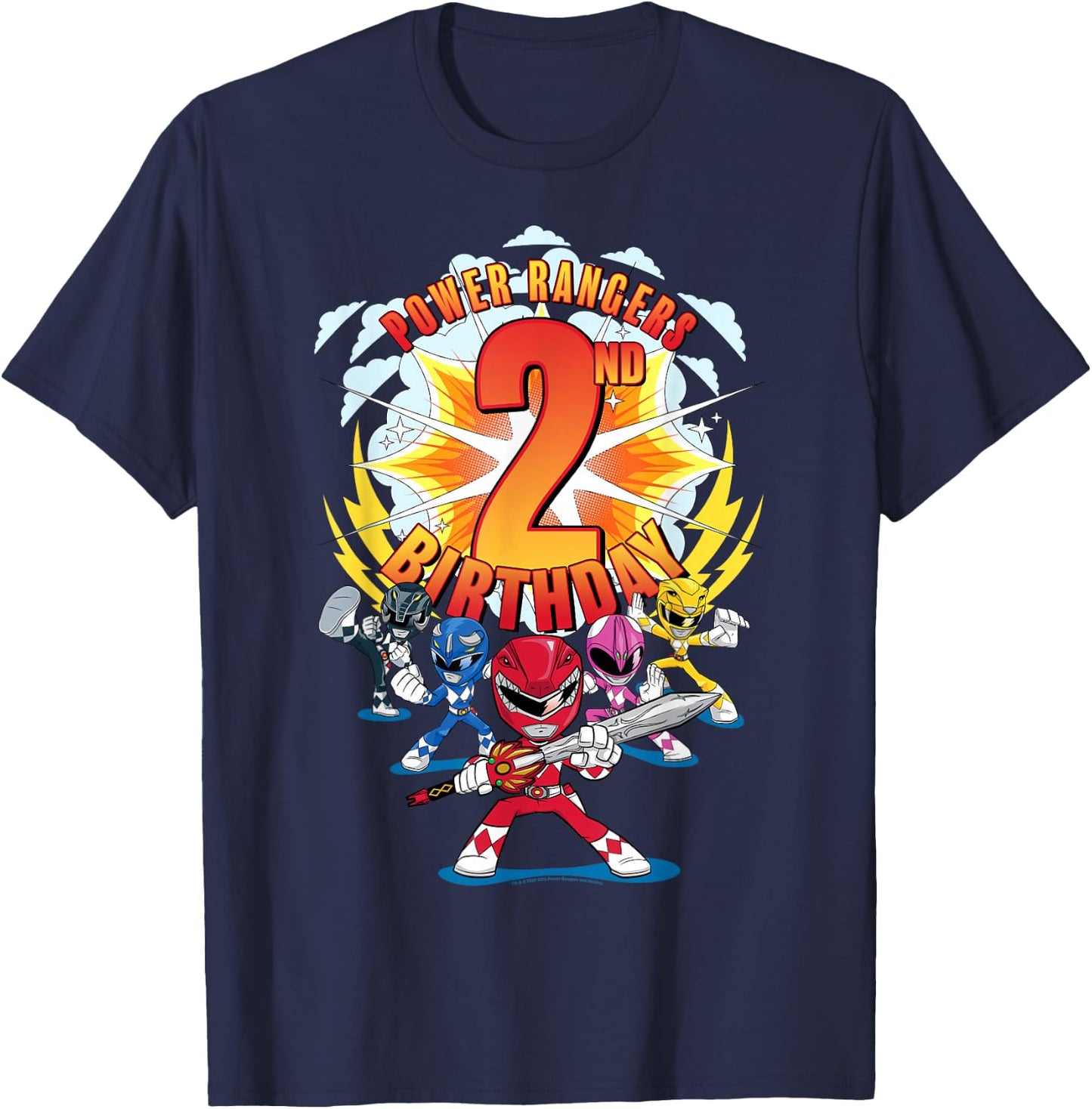 Power Rangers Awesome 2nd Birthday Mini Action Shot T-Shirt - T-Shirt | Navy