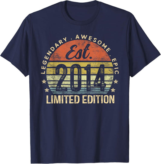 Est 2014 Limited Edition 11th Birthday Gifts 11 Year Old T-Shirt - T-Shirt | Navy