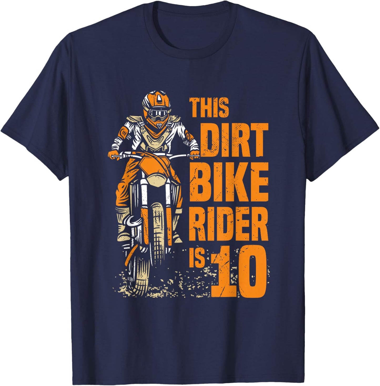 This Little Dirt Bike Rider Is 10th Birthday Boy Motocross T-Shirt - T-Shirt | Navy