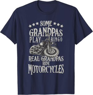 Some Grandpas Play Bingo Real Grandpas Ride Motorcycles T-Shirt - T-Shirt | Navy
