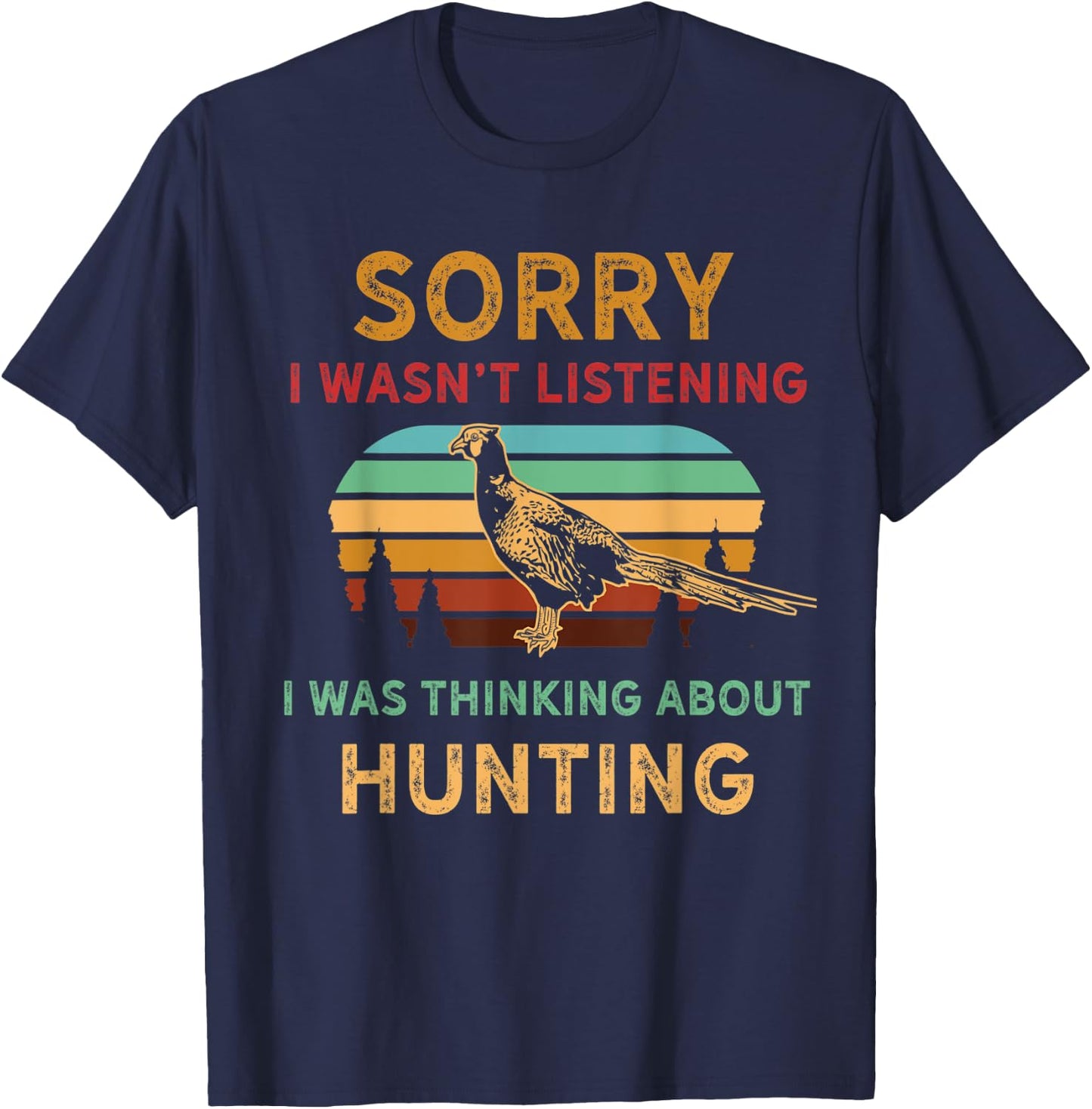 Hunting Pheasant bird- Retro art funny memes vintage Hunter T-Shirt - T-Shirt | Navy