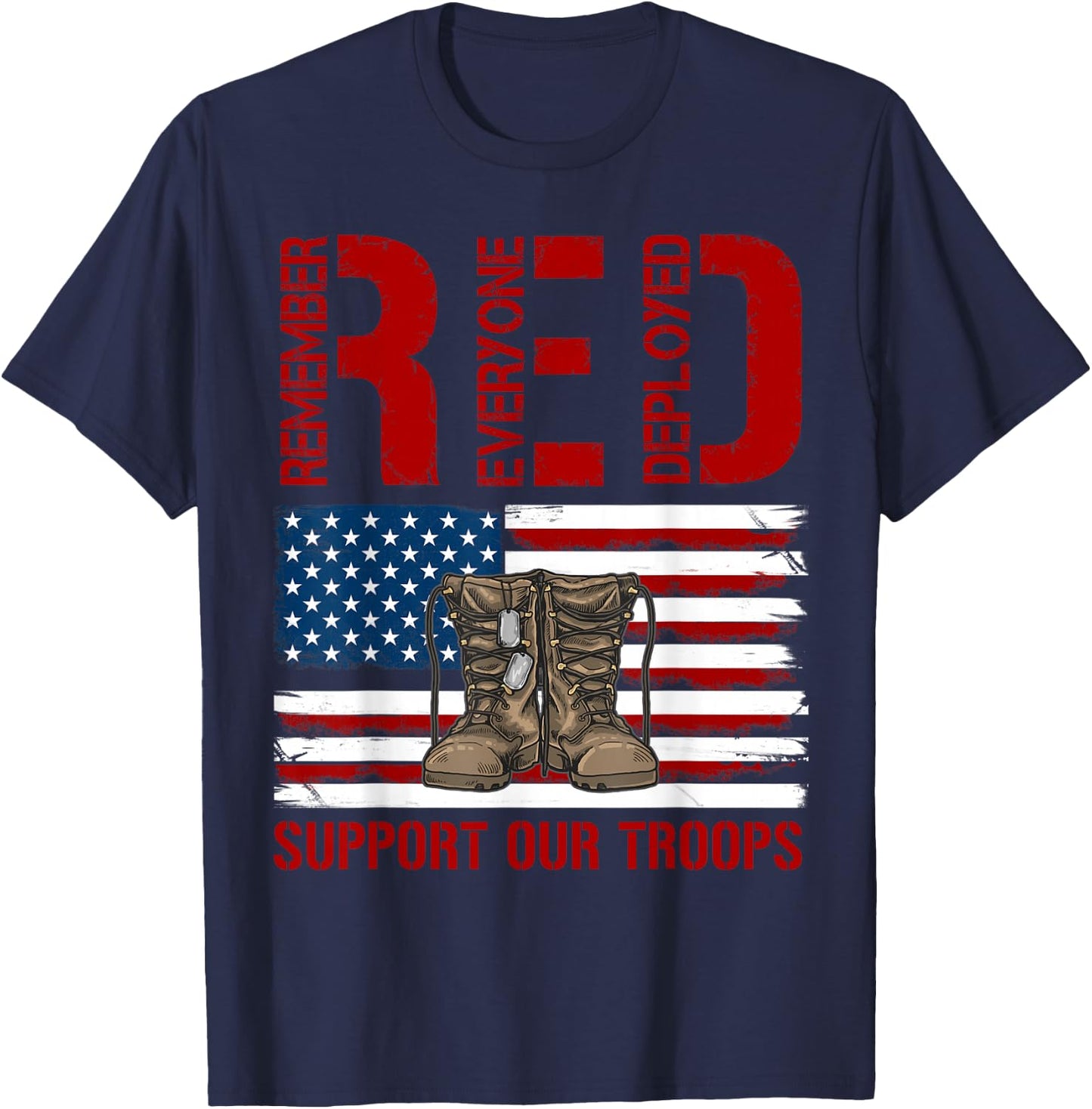 Support Our Troops - Soldier Veteran Red Friday Military T-Shirt - T-Shirt | Navy