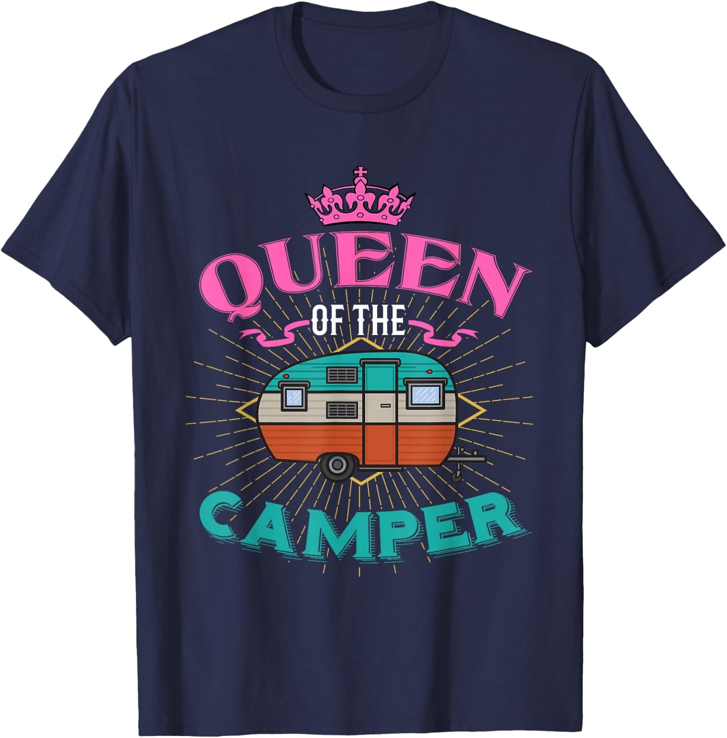 Queen of the Camper Women and Girls Camping T-Shirt - T-Shirt | Navy