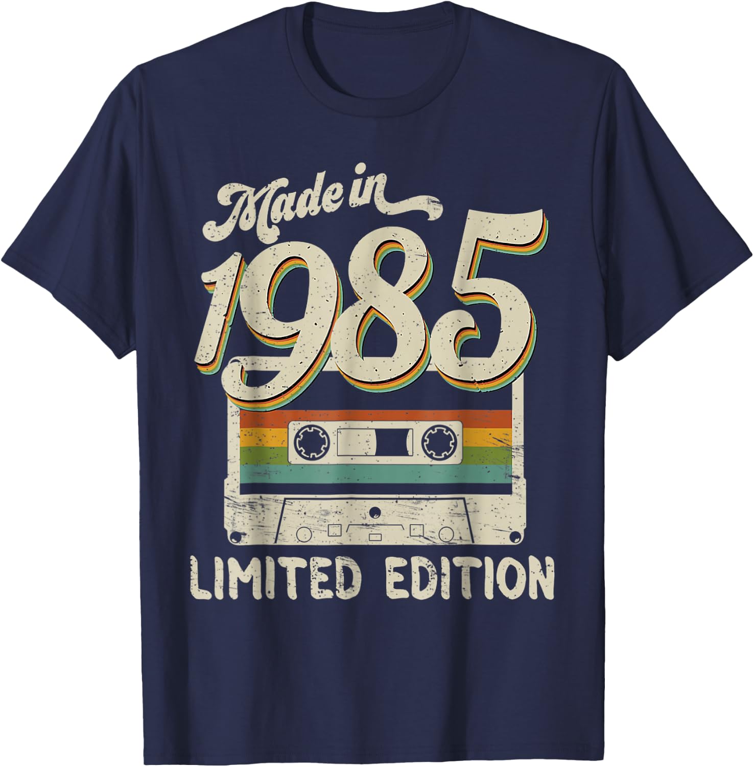 Made in 1985 Limited Edition 37th Birthday Cassette Tape T-Shirt - T-Shirt | Navy