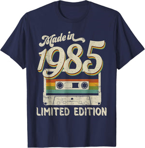 Made in 1985 Limited Edition 37th Birthday Cassette Tape T-Shirt - T-Shirt | Navy