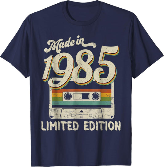 Made in 1985 Limited Edition 37th Birthday Cassette Tape T-Shirt - T-Shirt | Navy