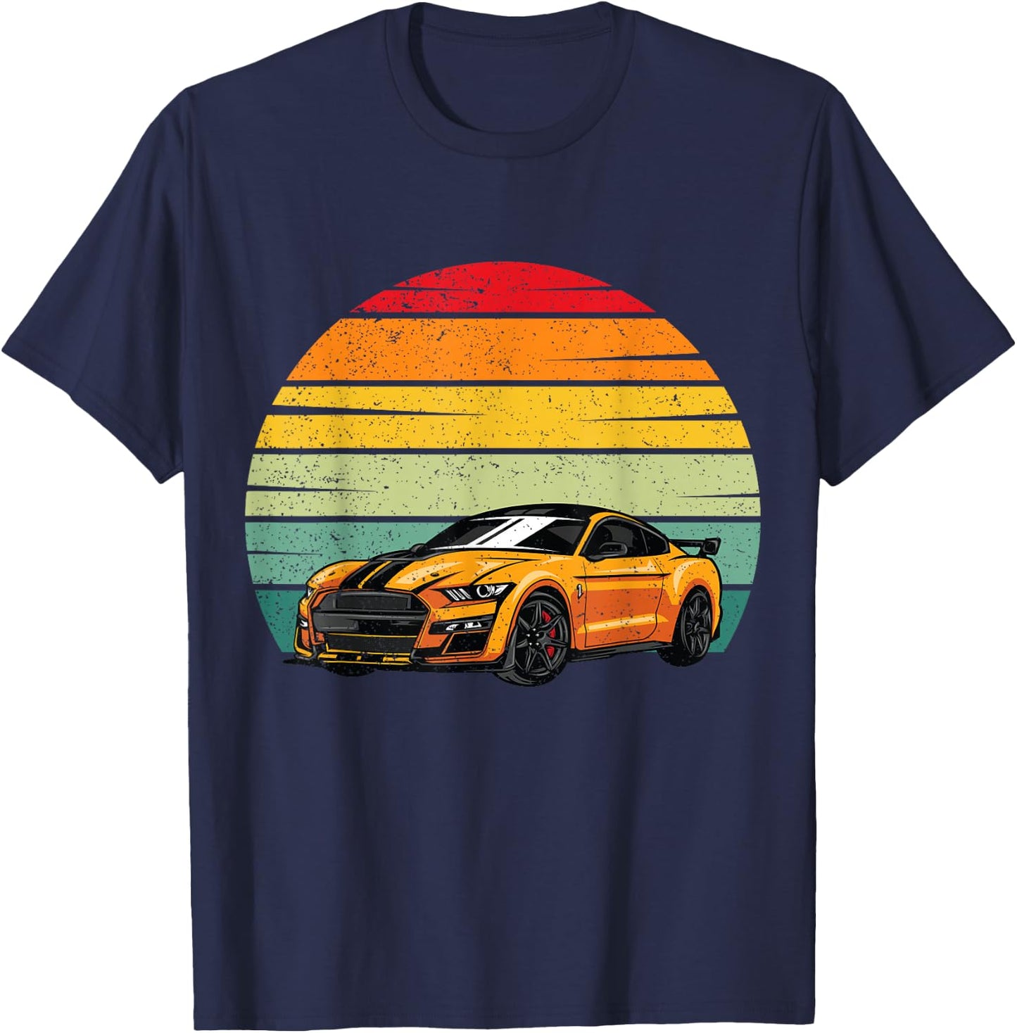 Classic Sport Car Golden Car Lover Gift Mechanic Driver Race T-Shirt - T-Shirt | Navy