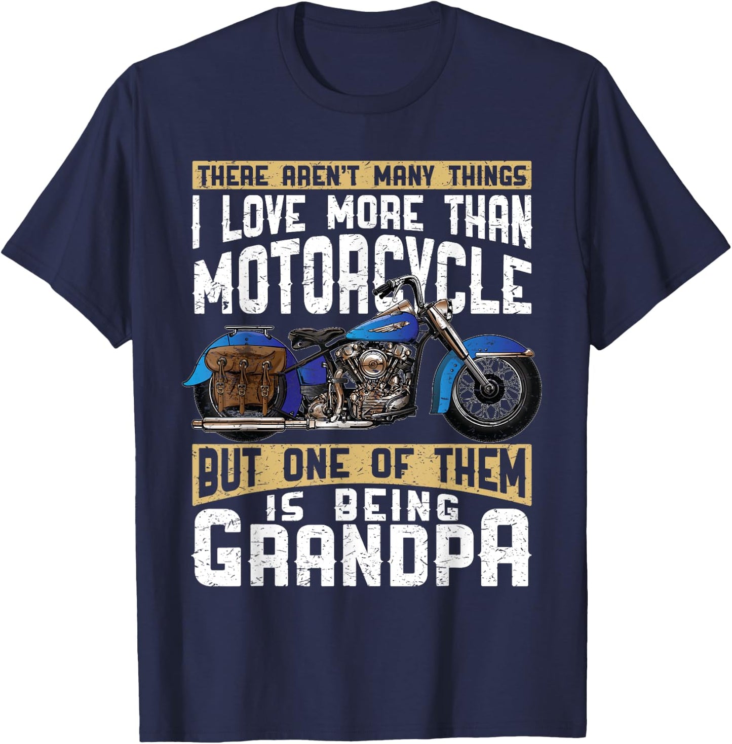 Best Grandpa Biker Motorcycle T Shirt Gift Grandfather T-Shirt - T-Shirt | Navy