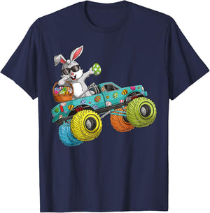 Dabbing Bunny Happy Easter Monster Truck Lovers Kids Boys T-Shirt - T-Shirt | Navy