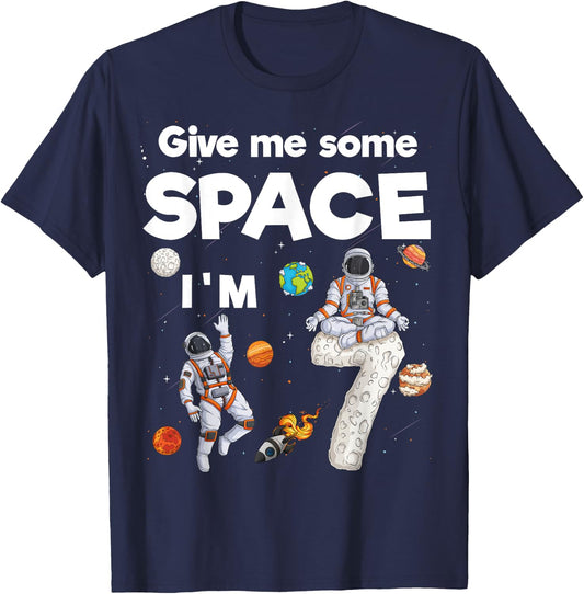 Outer Space Astronaut Planets Seven Year Old 7th Birthday T-Shirt - T-Shirt | Navy