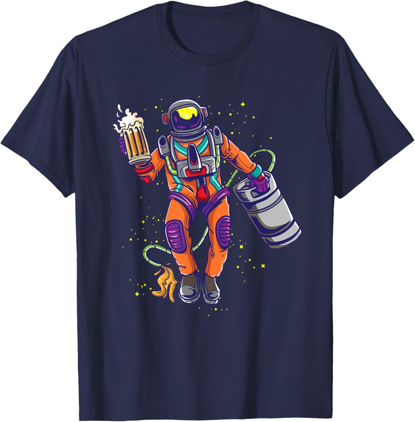 Astronaut Drinks Beer in Space T-Shirt - T-Shirt | Navy