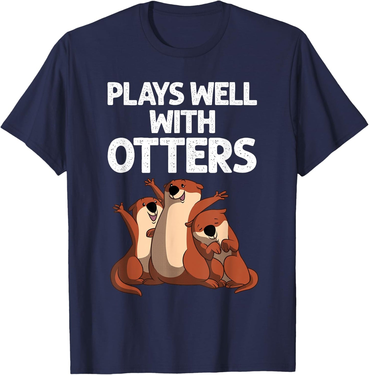 Funny Otter Design Women Sea Otter Wild Pet Mammal T-Shirt - T-Shirt | Navy