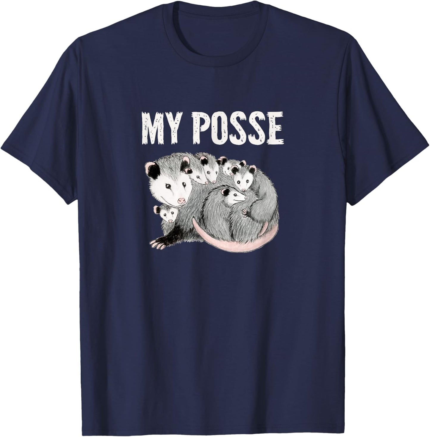 My Posse Funny Mom Opossum with Baby Possums T-Shirt - T-Shirt | Navy